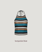 multi stripe halter neck knit like top