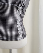 gingham check lace point camisole
