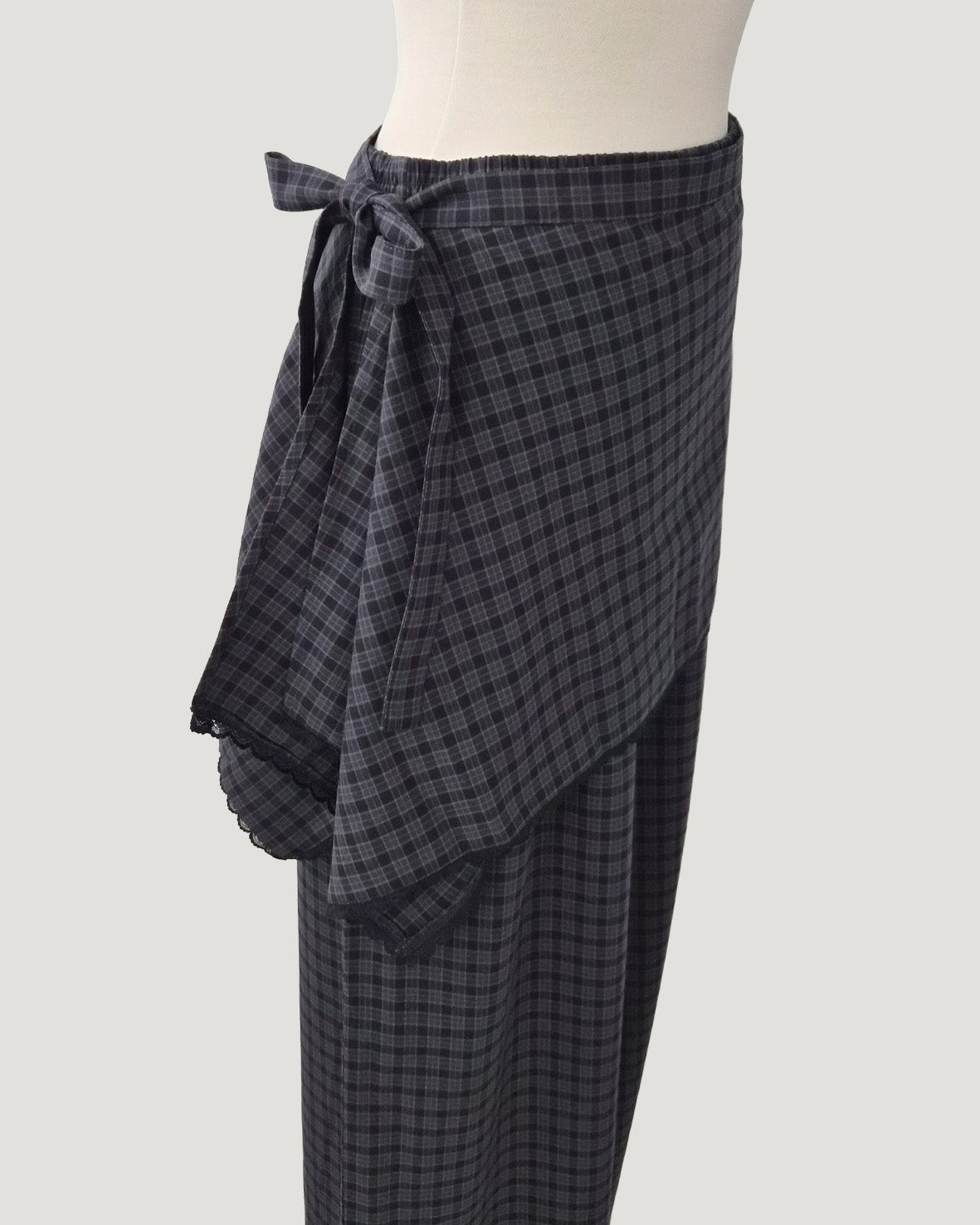 check skirt layered pants