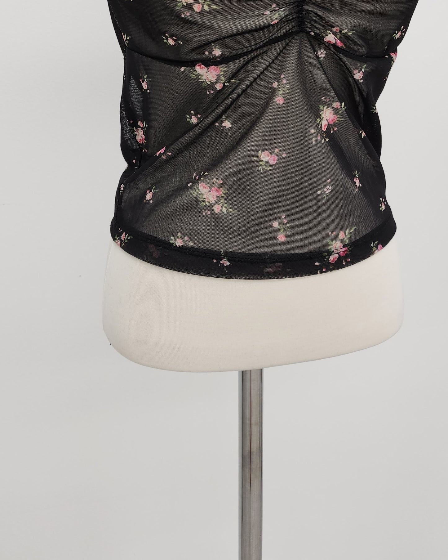 flower sheer puff blouse