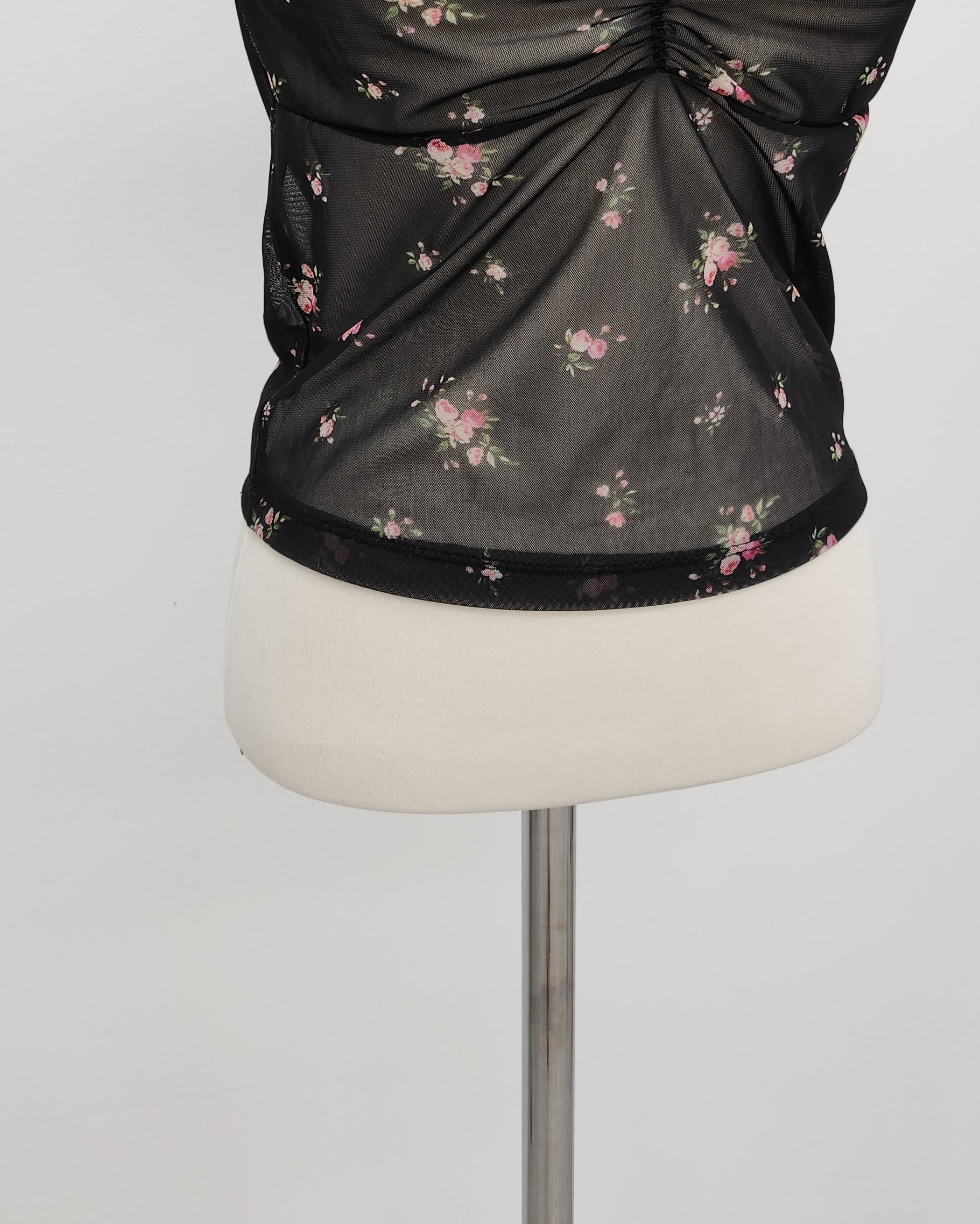flower sheer puff blouse