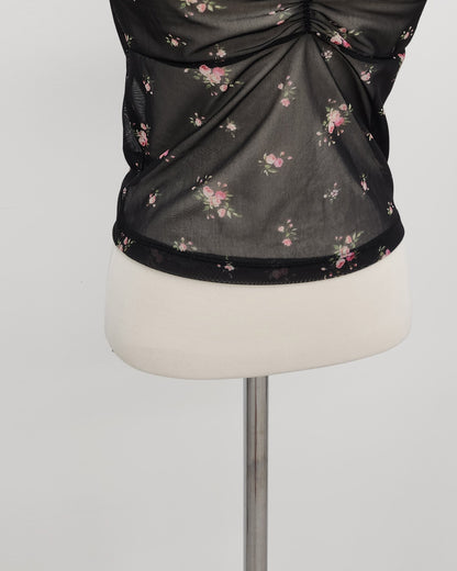flower sheer puff blouse