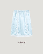 satin lace point midi skirt