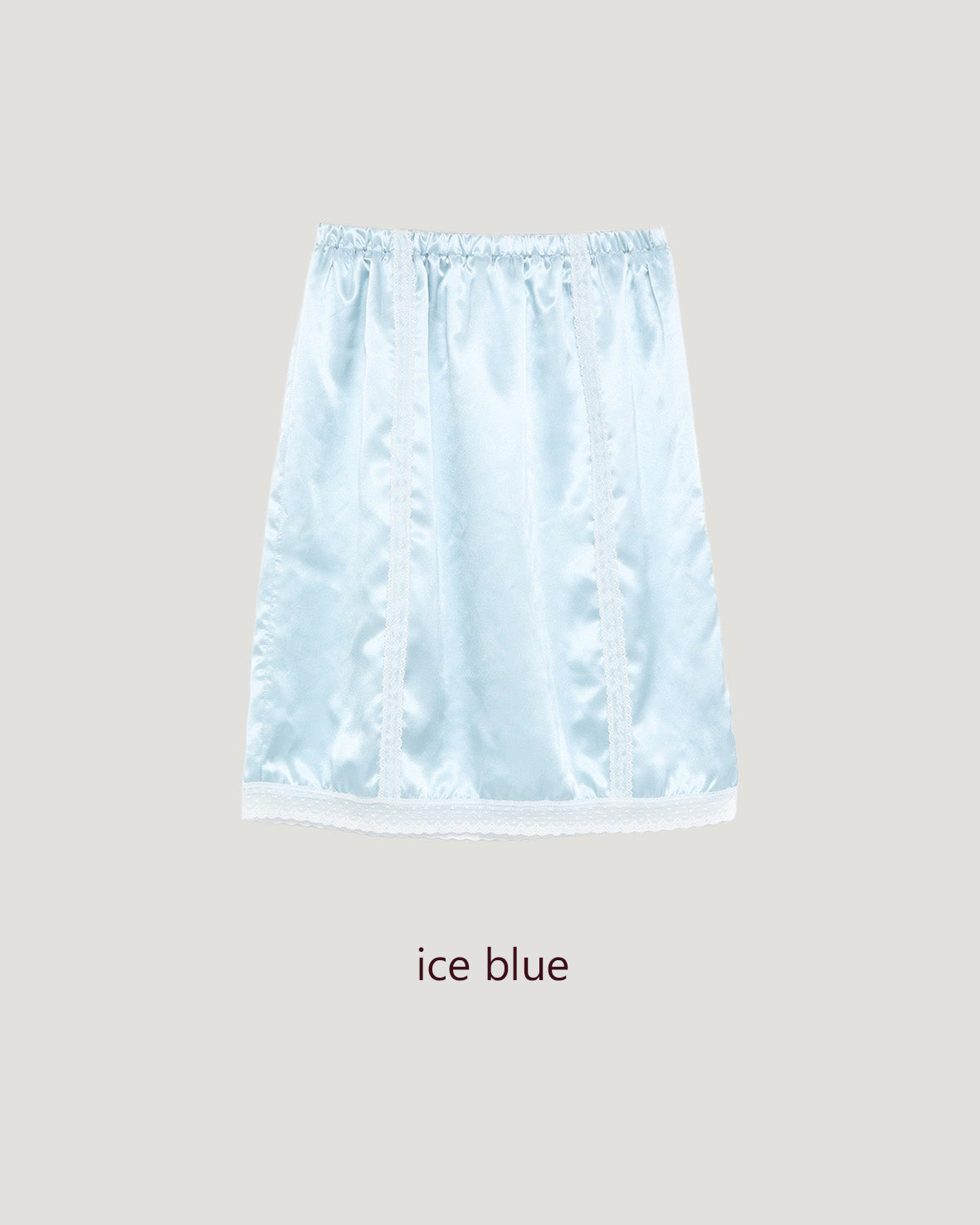 satin lace point midi skirt