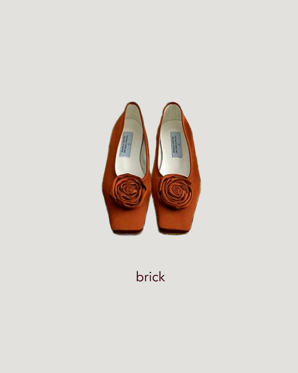 rose satin square flat shoes