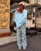 flower jacquard pants