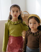 【OREN】blooming frill picot T-shirt