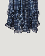 asymmetry check frill skirt