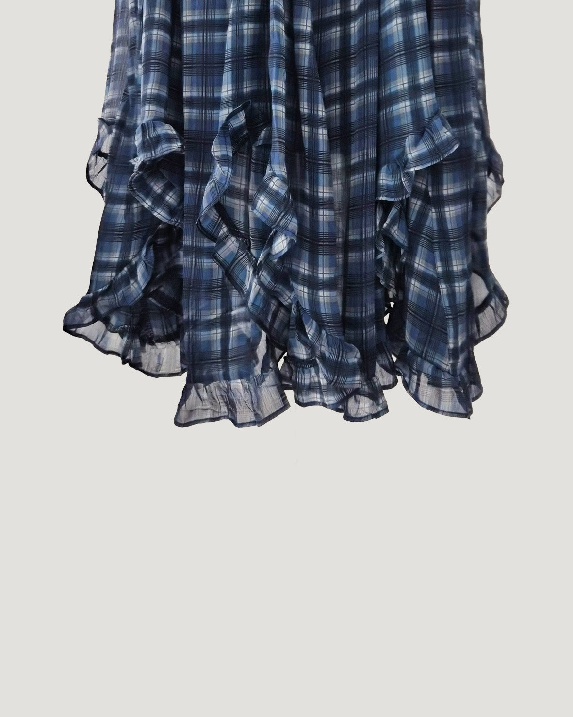 asymmetry check frill skirt