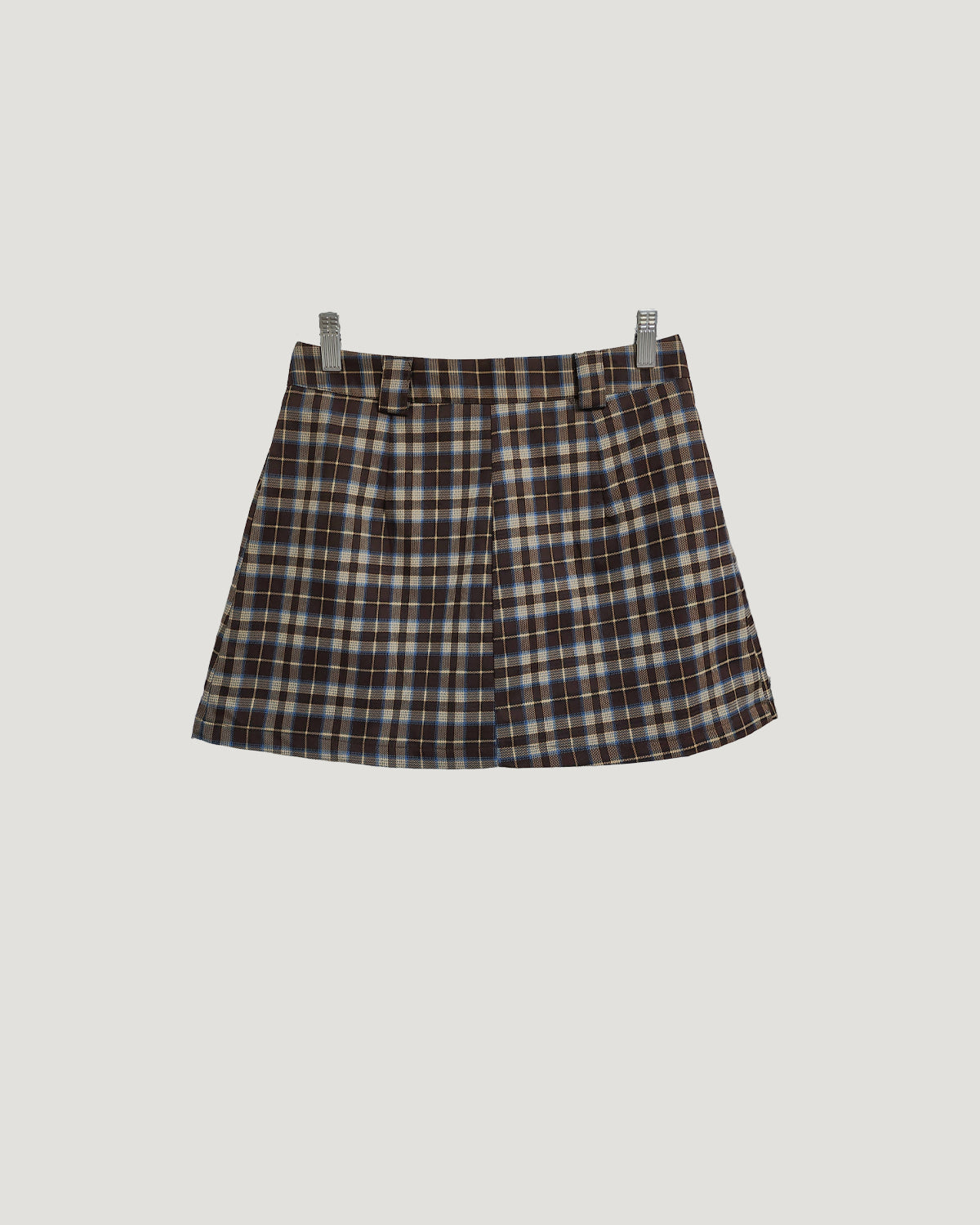 check pleated mini skirt