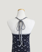 flower halter neck knit mini dress