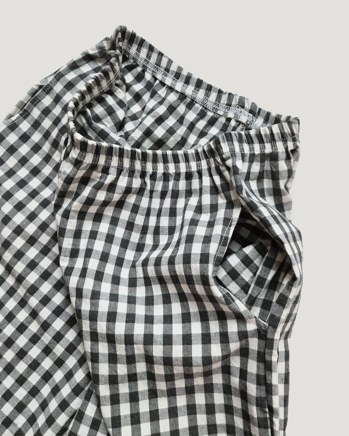 gingham check hem frill pants