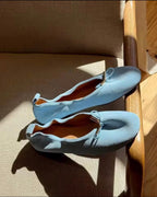 ribbon faux suede flat shoes
