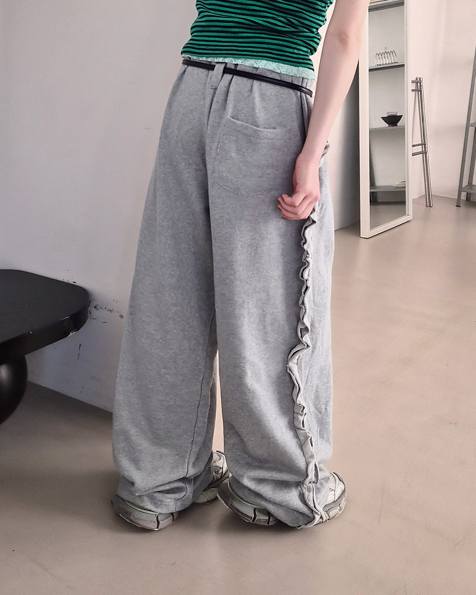 side frill sweat pants