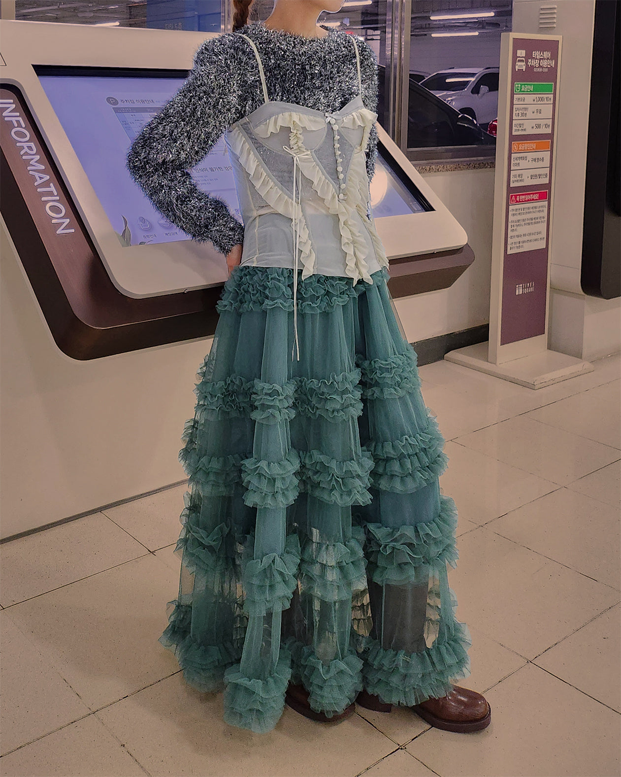 tiered volume frill tulle skirt