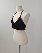 velvet sheer halter neck bustier