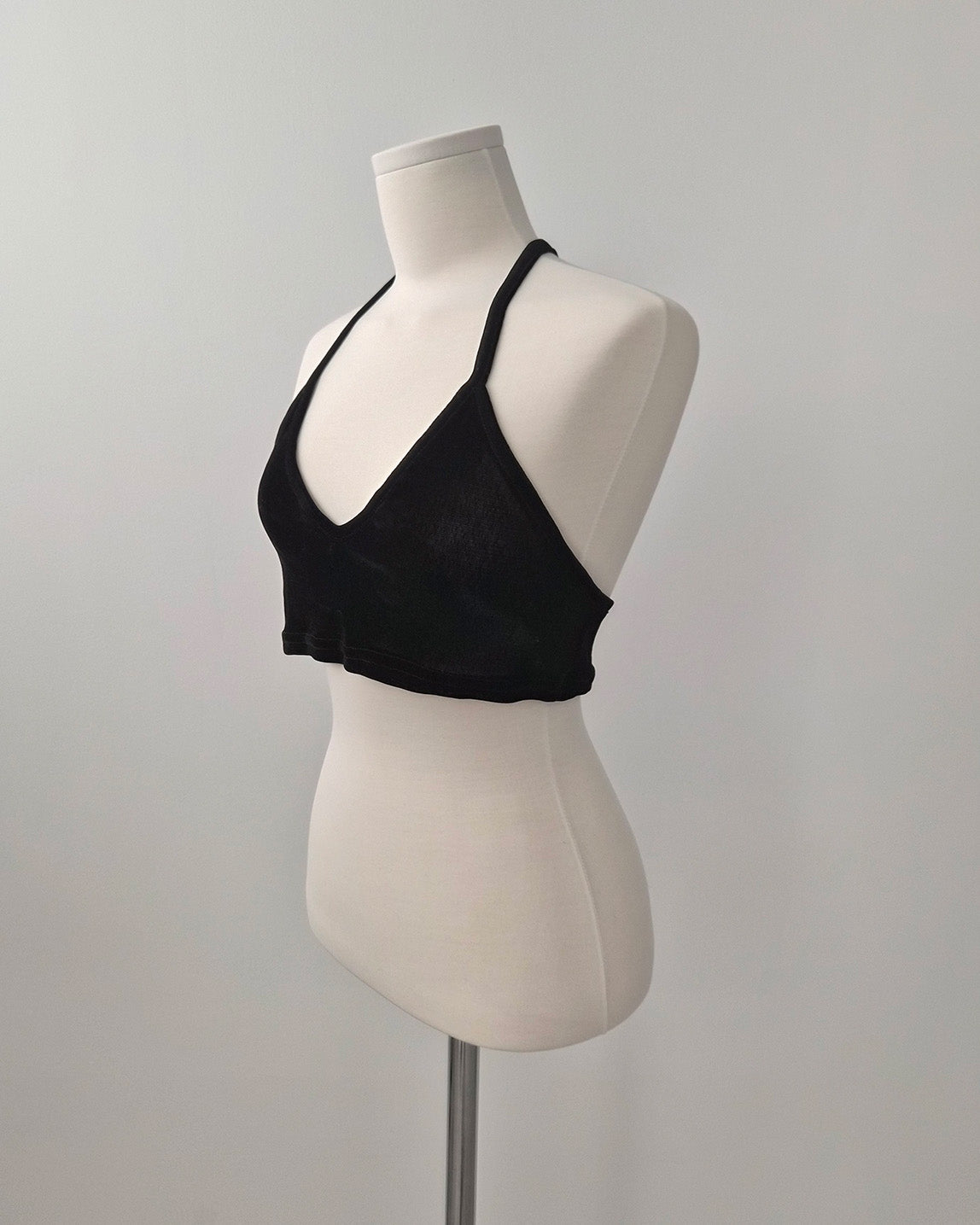 velvet sheer halter neck bustier