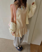 lace satin flare mini dress