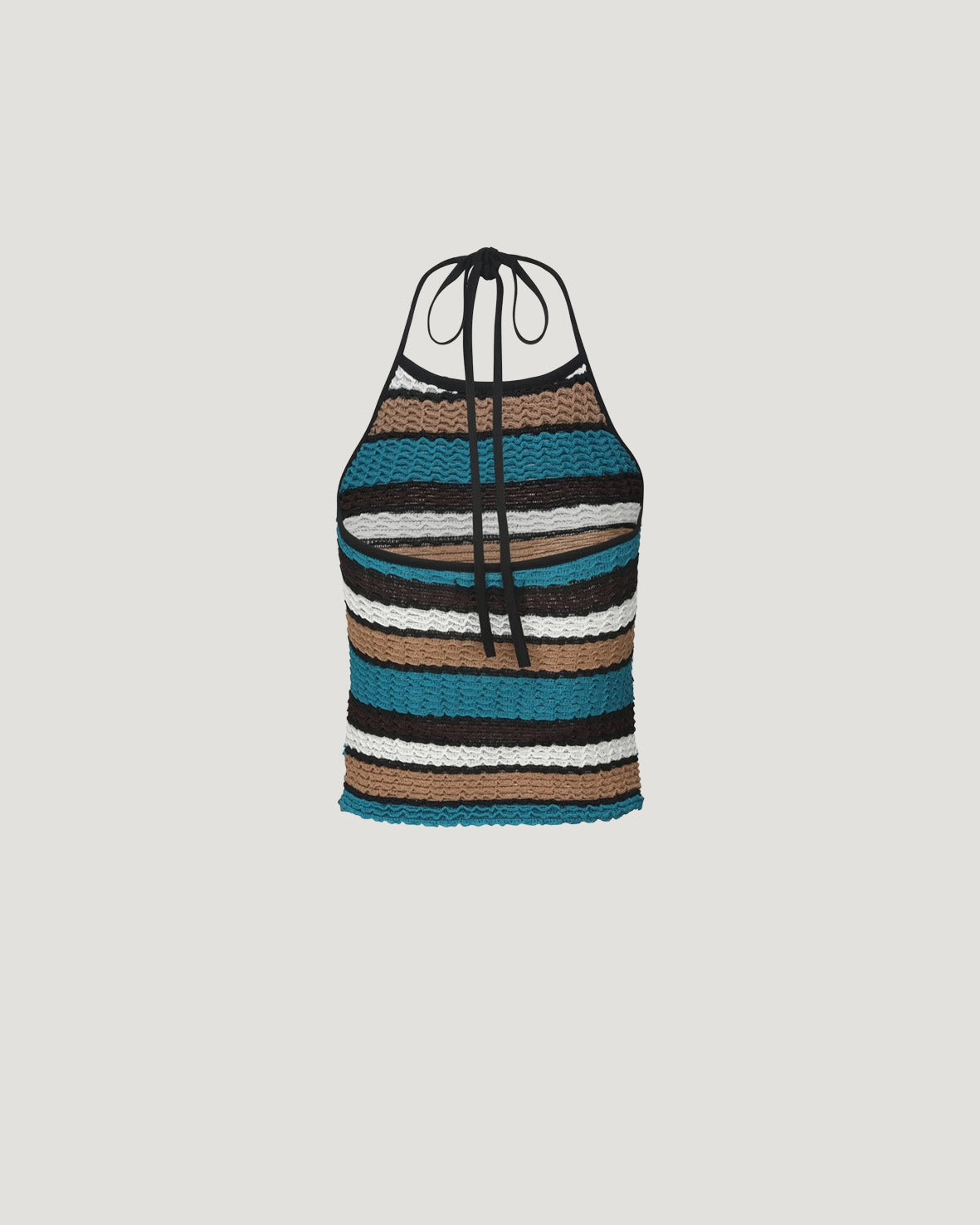 multi stripe halter neck knit like top