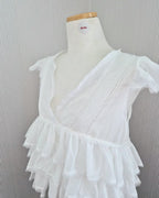 V neck tiered chiffon sleeveless  blouse
