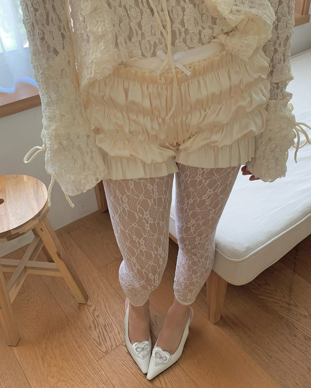satin shirring short pants