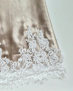 satin hem lace mini skirt