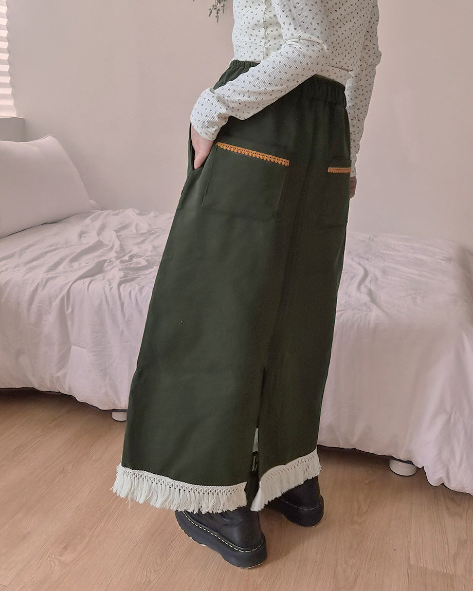 fringe design long skirt