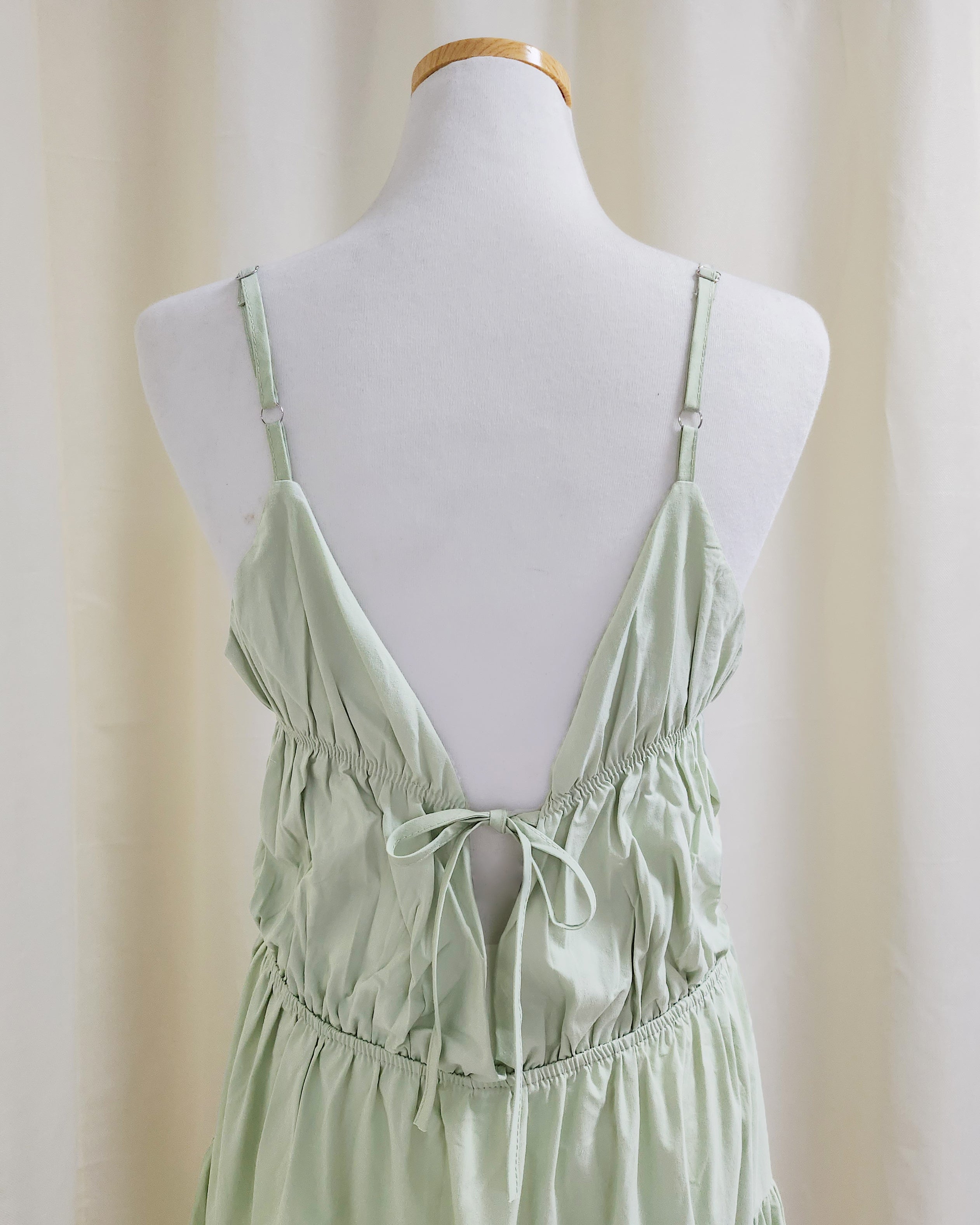 shirring bustier cotton long dress