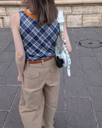 check draped shirring top