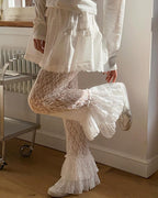 lace hem frill pants
