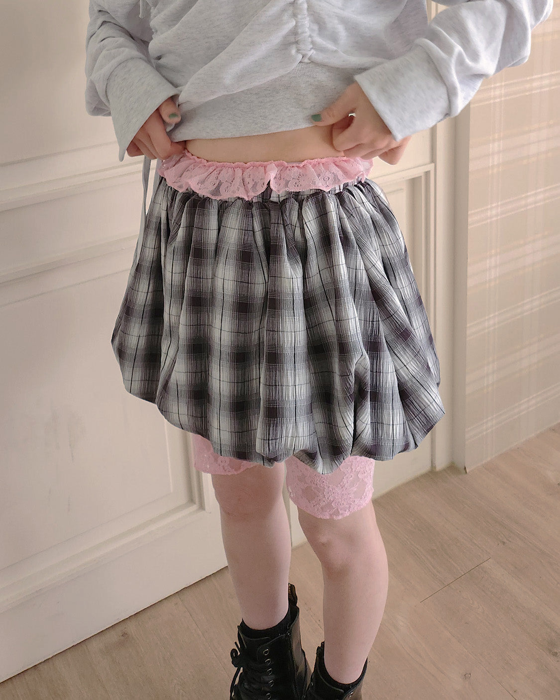 waist frill lace half leggings