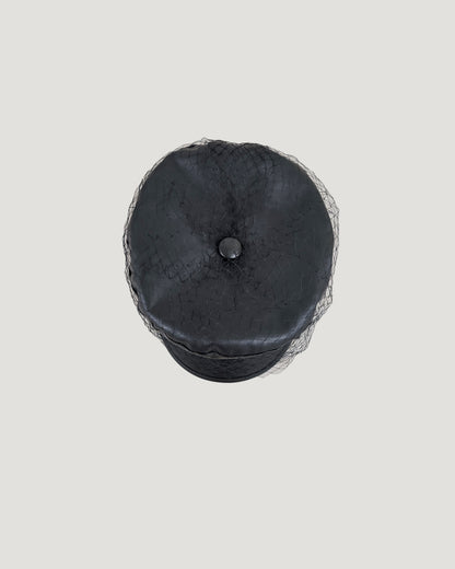 faux leather tulle casquette
