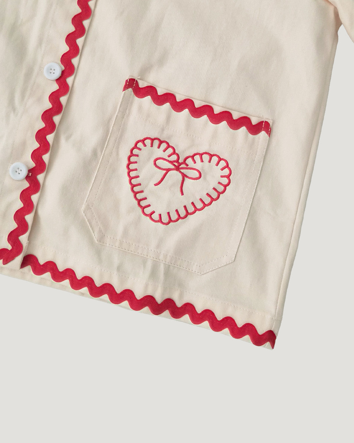 red ribbon embroidery cotton jacket