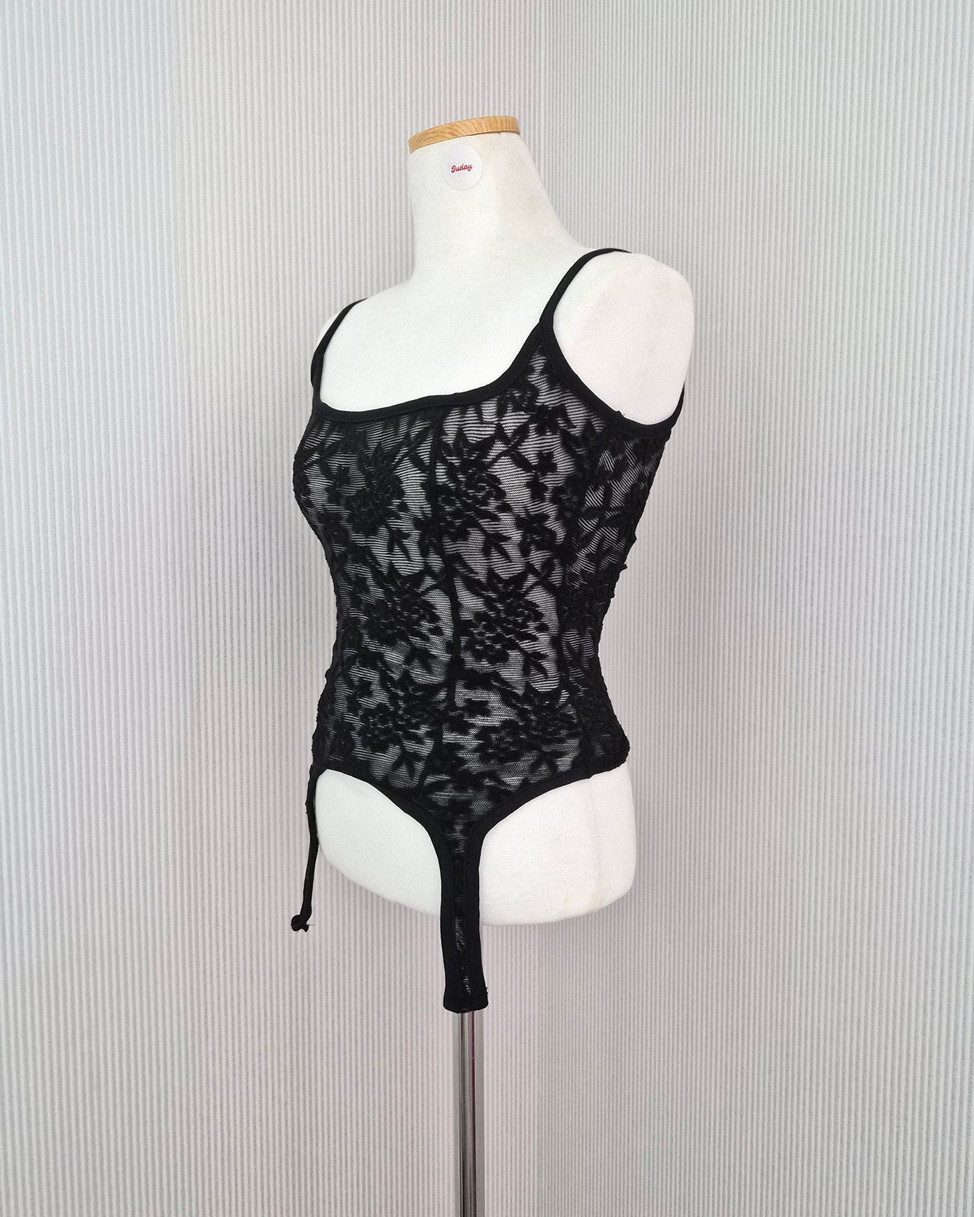 lace sheer garter bustier