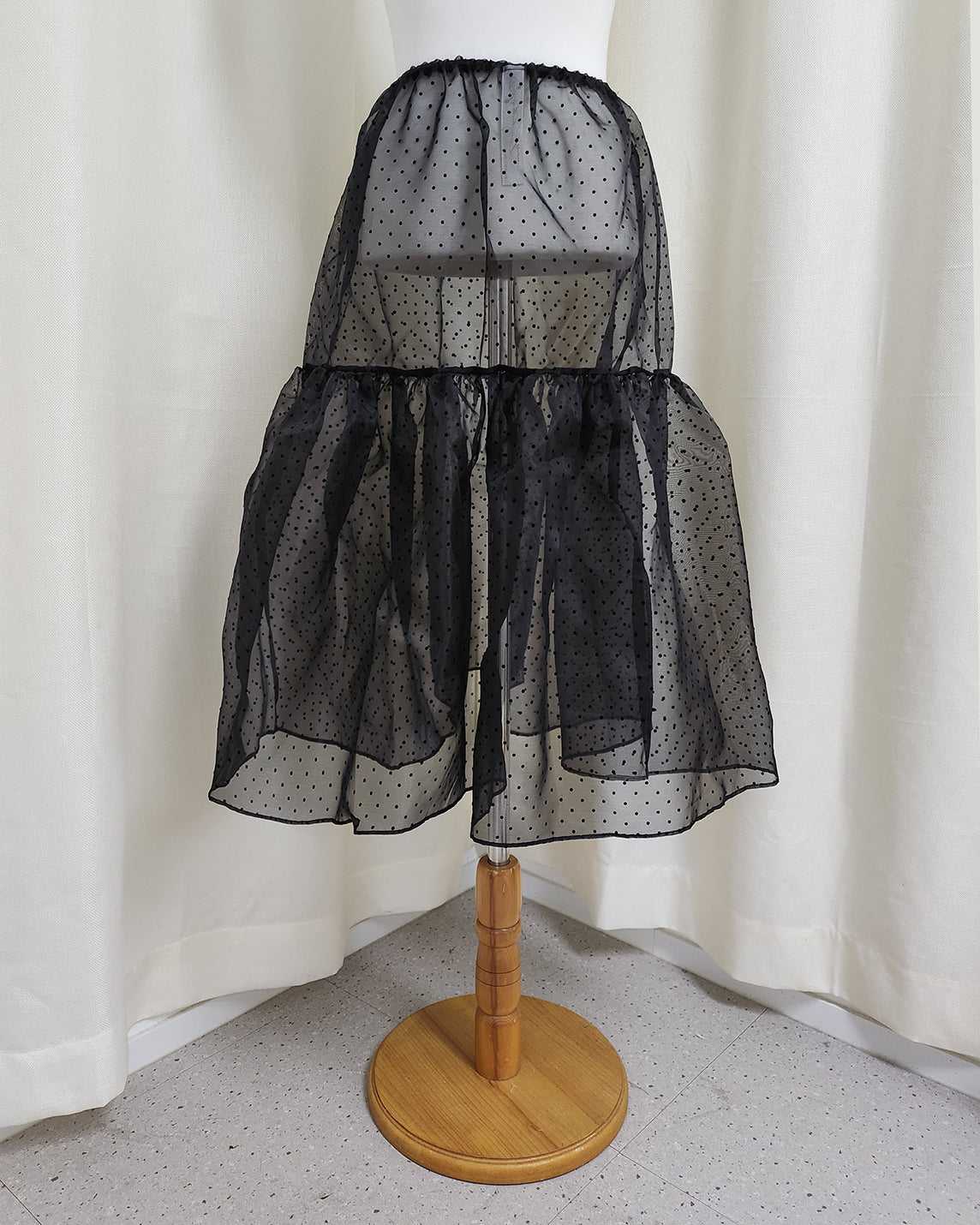 dot sheer volume layered skirt dress