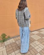 glen check frill jacket