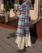 check wool blended coat
