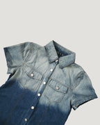 gradation denim shirt mini dress
