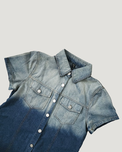 gradation denim shirt mini dress