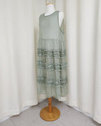 tiered frill sheer long dress