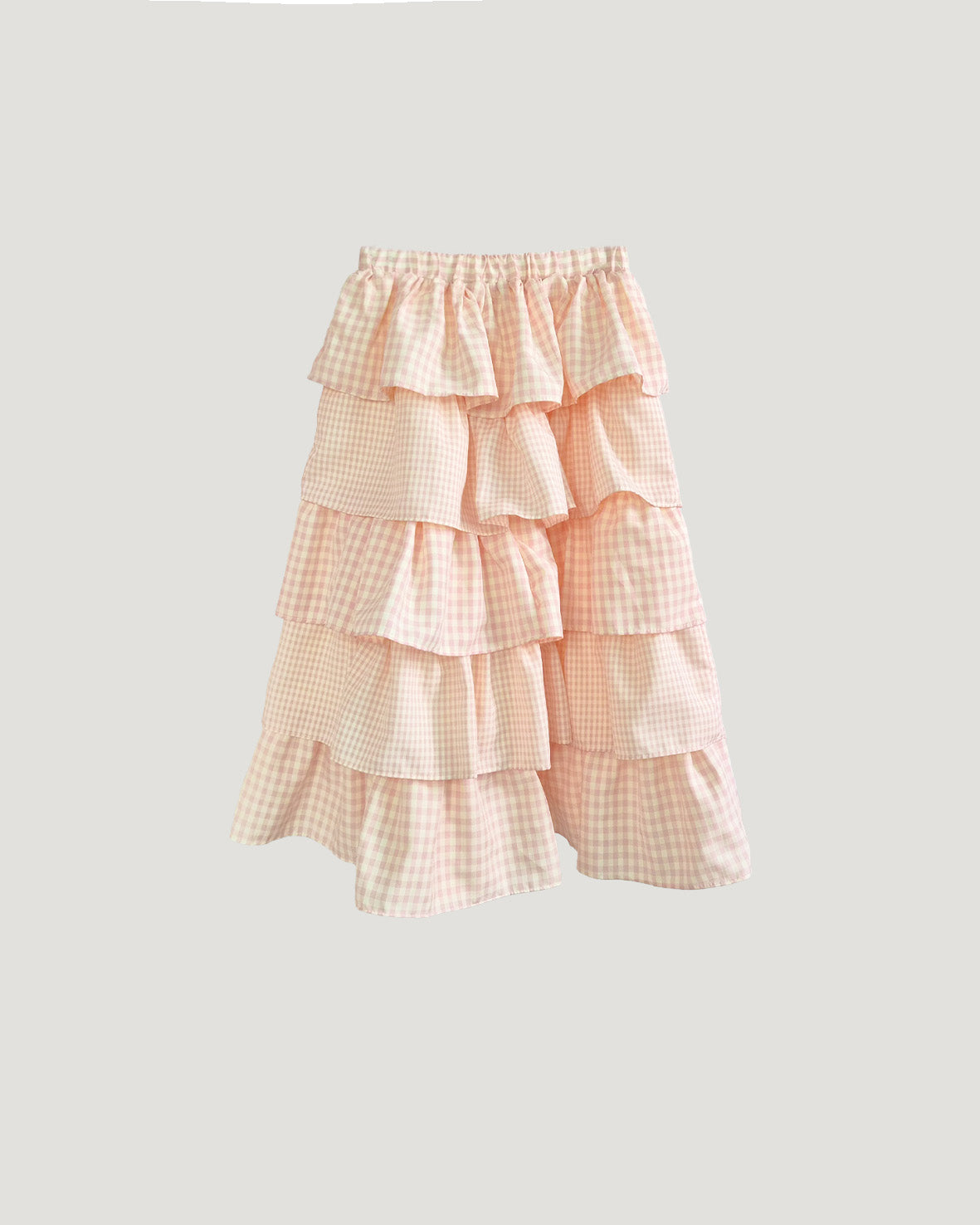gingham check tiered skirt