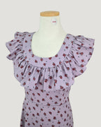 rose pattern frill long dress