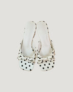 dot ribbon design heel mule