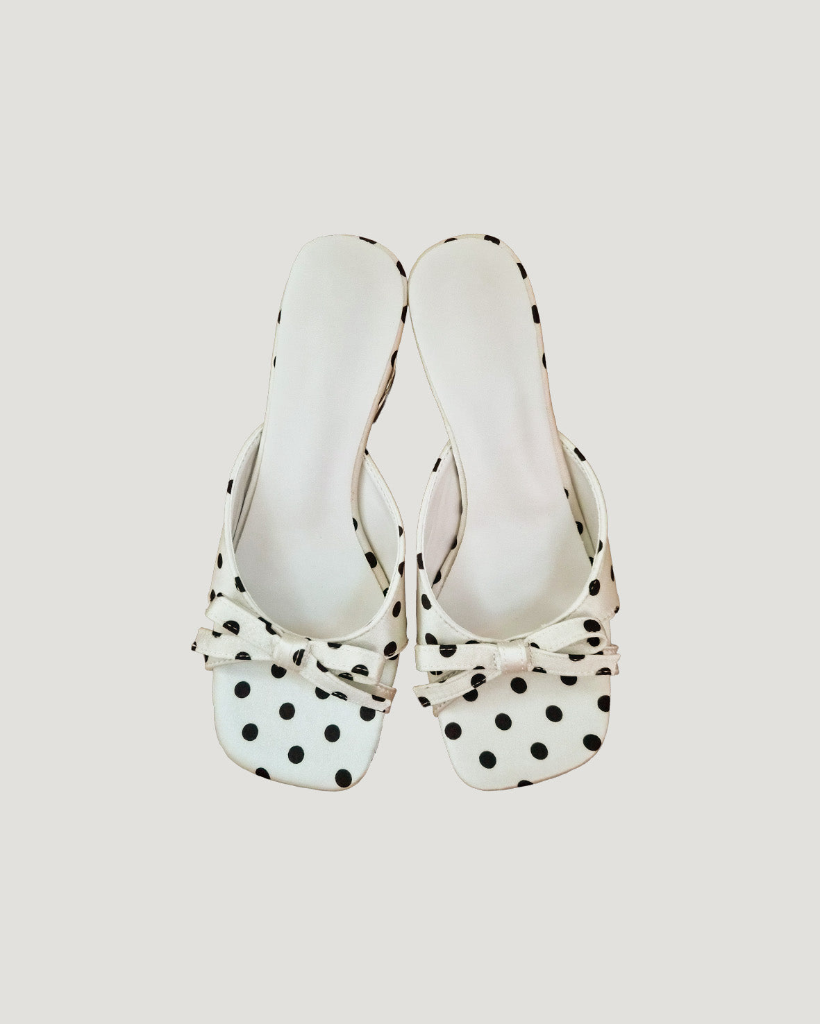 dot ribbon design heel mule