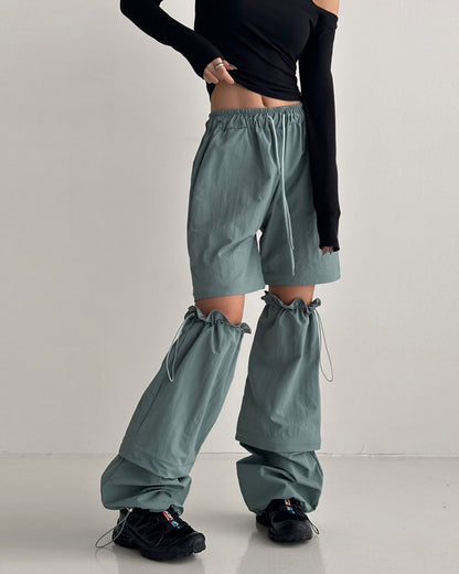 zip open string nylon pants
