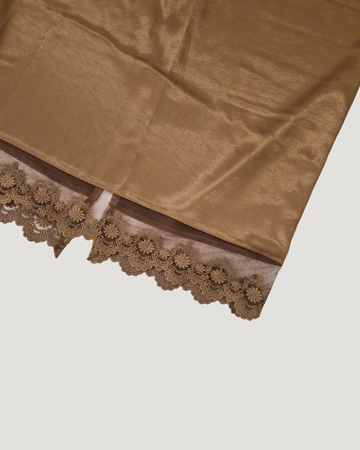 satin lace point long skirt