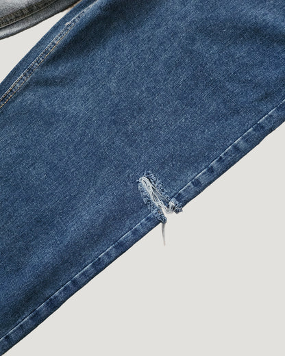 side ripped switching denim