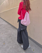 check skirt layered pants