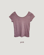 color stripe U neck T