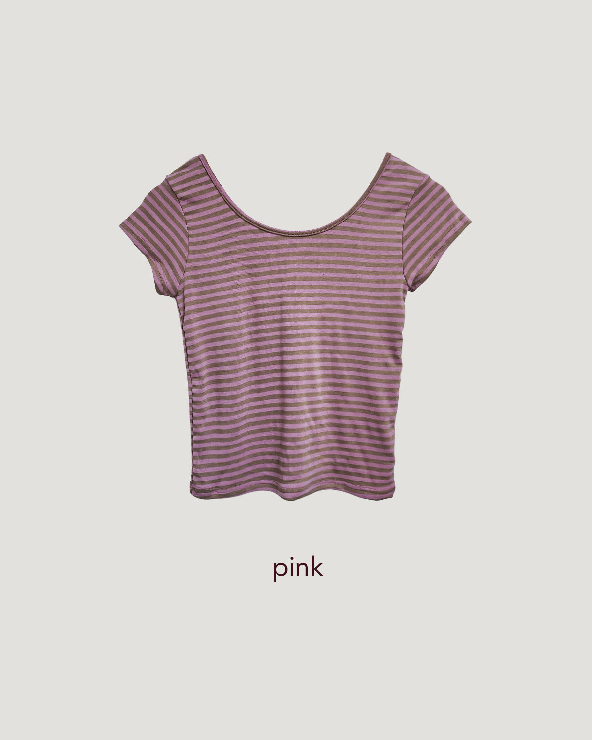 color stripe U neck T